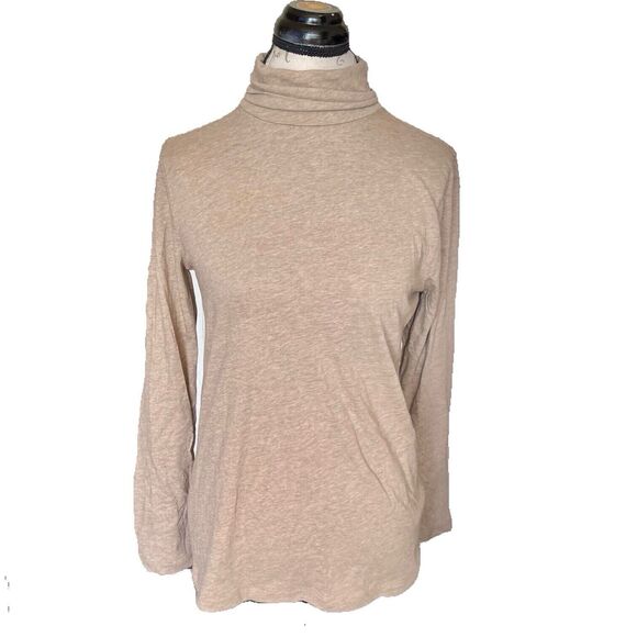 J.crew Womens Blouse Top Size Small Brown Turtleneck Minimalist Preppy Neutral - Picture 1 of 15